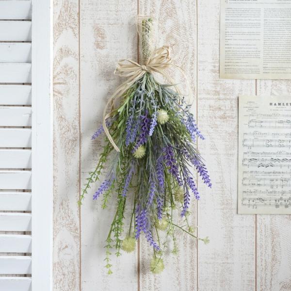 造花 スワッグ ラベンダーとグリーン ナチュラル 壁掛け インテリア フェイクフラワー ラベンダーと...