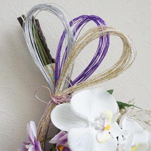 お正月 スワッグ 造花 胡蝶蘭 南天 梅 松 水引 和風 インテリア
