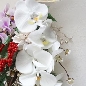 お正月 スワッグ 造花 胡蝶蘭 南天 梅 松 水引 和風 インテリア