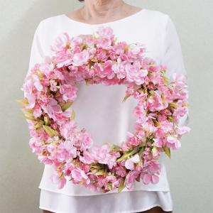 八重桜 リース ピンク Lサイズ 造花 さくら...の詳細画像5