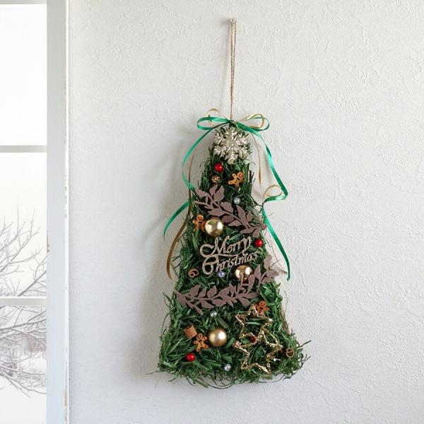 クリスマス 壁掛け ツリー アレンジメント クリスマスツリー インテリア 飾り 造花 装飾 吊るす ...