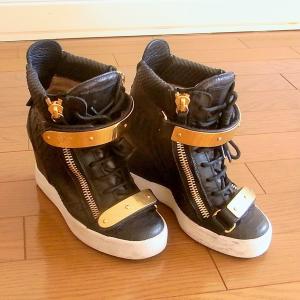 GIUSEPPE ZANOTTI ジュゼッペ ザノッティ クロコ型押し インヒールスニーカー 35 ブラック 黒｜reproduct-r4