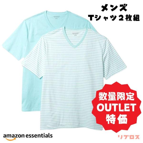 Amazon Essentials Tシャツ 2枚組 メンズ Sサイズ Vネック レギュラーフィット...