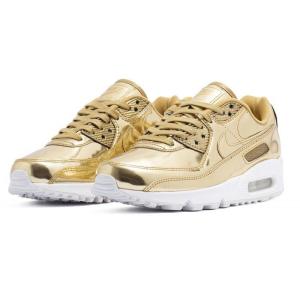 　 NIKE ナイキ W AIR MAX 90 SP CQ6639 700 エアマックス スニーカー シューズ 靴 レディース ウィメンズ メンズ メタリックゴールド 金 ロゴ(nike1689) 【並行