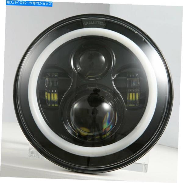 ヘッドライト Ramjet4x4 7inオートバイLEDヘッドライトハローリングDRL用カフェレーサ...