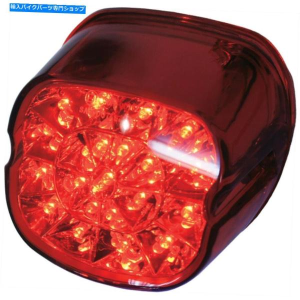 テールライト レイダウンLED Taillight赤レンズ下向きプレートレンズハーレーロードキング1...