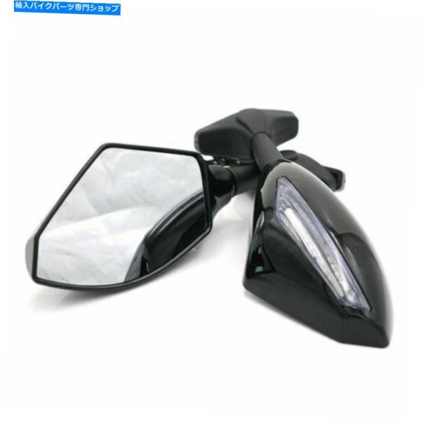 Mirror 2倍ユニバーサルLEDターンシグナルライトサイドミラーオートバイカフェレーサーオールド...