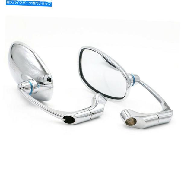 Mirror 2倍ユニバーサルオートバイシルバーLバーレトロオーバルバックサイドミラーカフェレーサー...