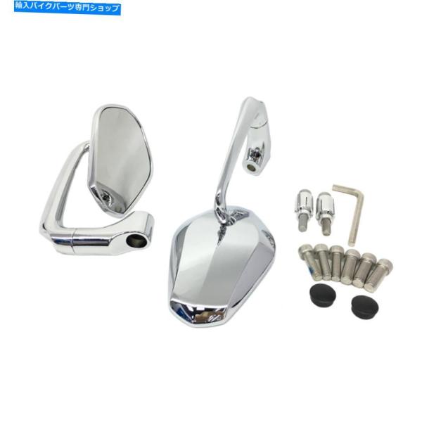 Mirror 2倍クロムオートバイハンドルバーエンドリサービューサイドミラーカフェレーサーオールドス...