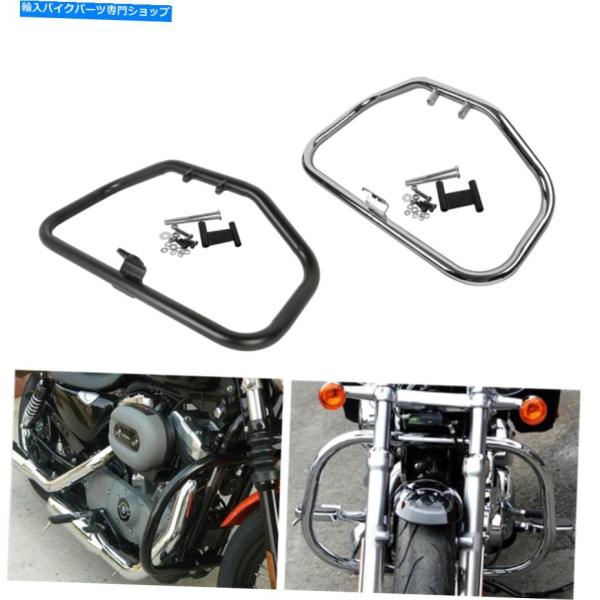 Engine Guard ブラック＆クロムエンジンガードクラッシュバーのハーリースポーツスターXL ...