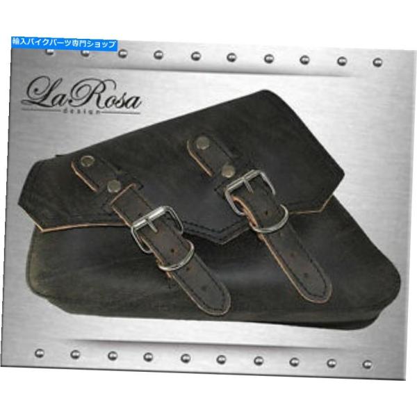 サイドバック 2004年のラロサ素朴な黒革のシャープフラップハーレースポーツスター左サドルバッグ 2...