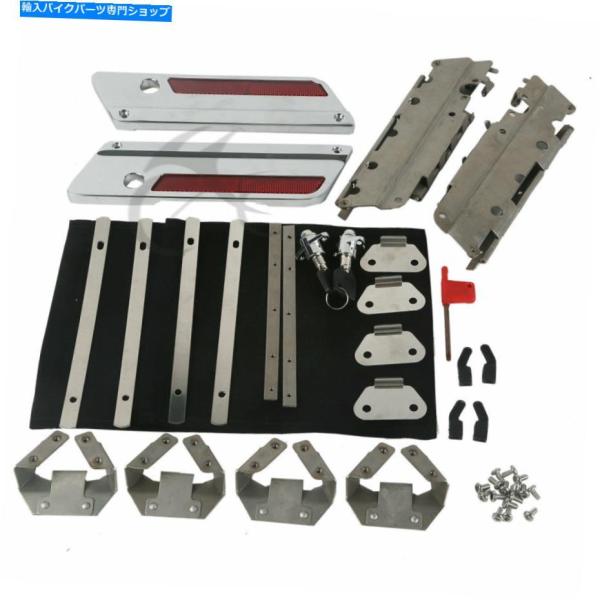 サイドバック ハードサドルバッグハードウェアラッチヒンジロックキーキットフィットハーレーツーリング9...