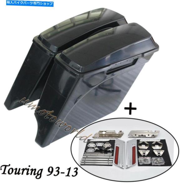 サイドバック 5 "伸縮された延長されたハードサドルバッグw /蓋のラッチキーのためのハーレーツーリ...