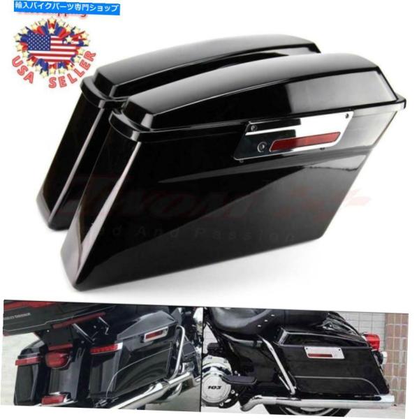 サイドバック ハーリーロードキングストリートグライドソーフイのためのハードサドルバッグトランクw /...