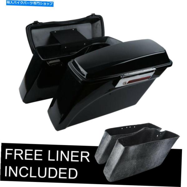 サイドバック ブラックサドルバッグサドルバッグトランク＆ラッチキーフィットハーレーツーリング1994...