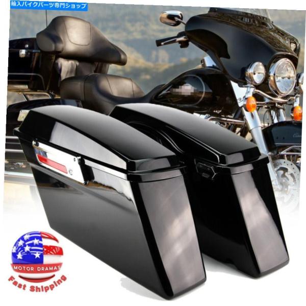 サイドバック ハードサドルバッグサドルバッグw /ふたのラッチキーのためのハーレーツーリングモデル9...