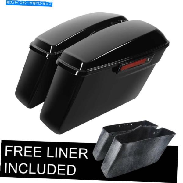 サイドバック ハードサドルバッグサドルバッグブラックラッチキーはハーレーツーリング2014-2020...