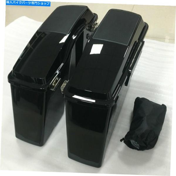 サイドバック ハーリーツーリングロードグライド1994-2013のための黒いハードサドルバッグスピー...