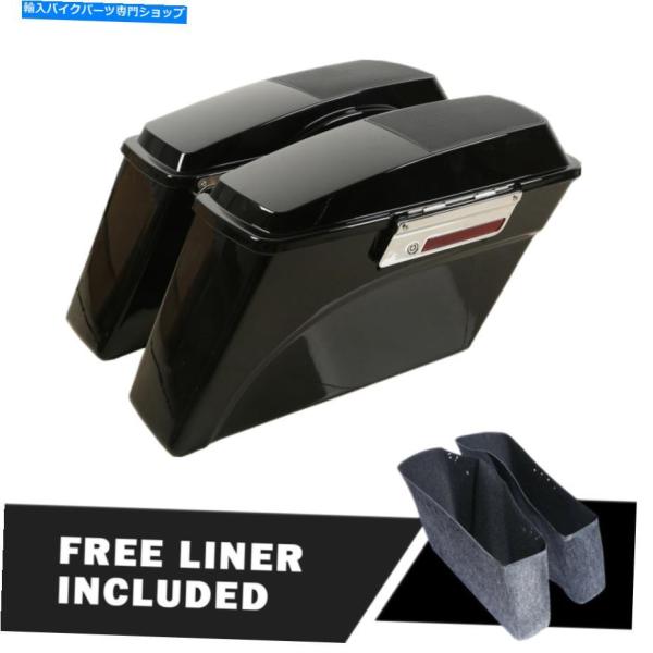 サイドバック ブラックハードサドルバッグスピーカーリッドキーフィットハーレーストリートグライドロード...