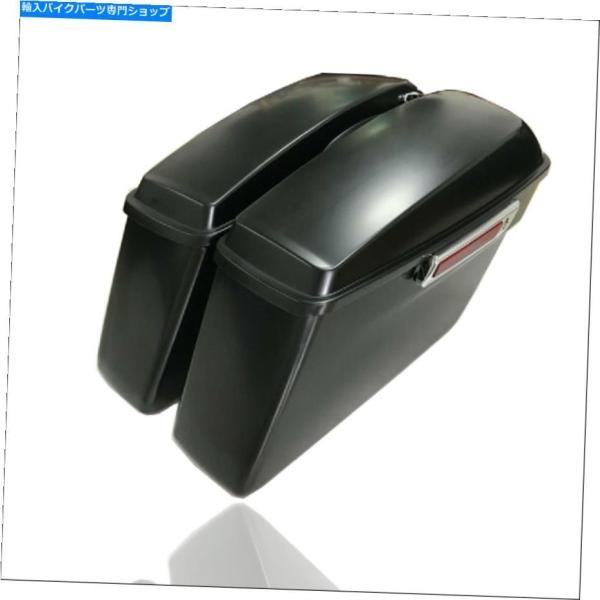 サイドバック ハーレーツーリングロードキング14-20のための蓋の黒いハードサドルバッグw /ふたの...