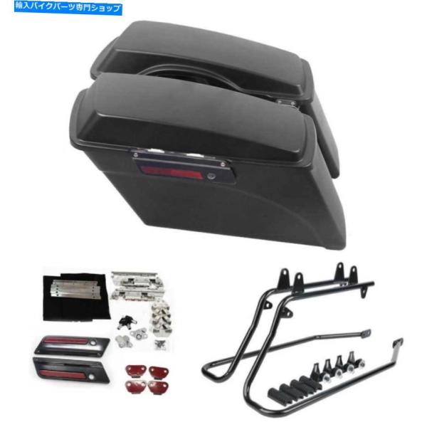 サイドバック ハードサドルバッグ+コンバージョンブラケットブラックラッチロックキーハーレーソフト H...