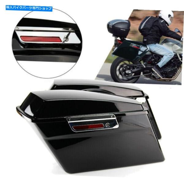 サイドバック ハーレーツーリングロードキング94-13のための黒いハードサドルバッグトランクw /ふ...