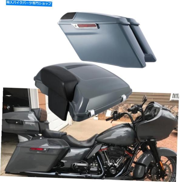 サイドバック 4 "灰色の延伸サドルバッグパックトランクフィットハーレーツアーPAK CVO Tou...