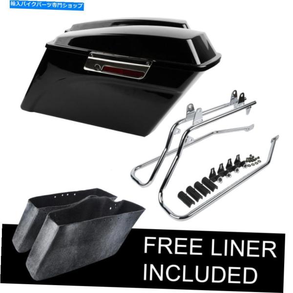 サイドバック ハードサドルバッグW /ラッチキー+クローム変換ブラケットFXST Hard Sadd...