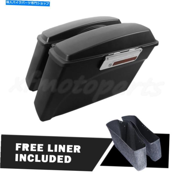 サイドバック マットブラックサドルバッグトランクW / LID＆ラッチキーフィットハーレーロードキン...