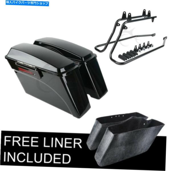 サイドバック 塗られたハードサドルバッグラッチキーコンバージョンブラケットフィットハーレーソフト86...