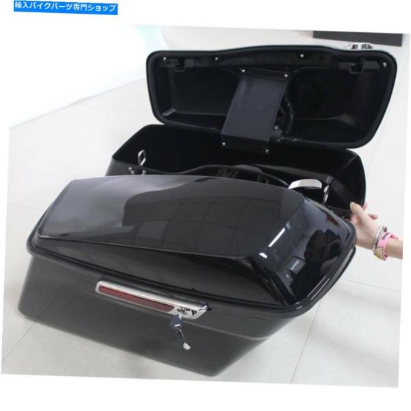 サイドバック ハードサドルバッグw /ふたのラッチキーヴィバックブラックのハーレーツーリングモデル2...
