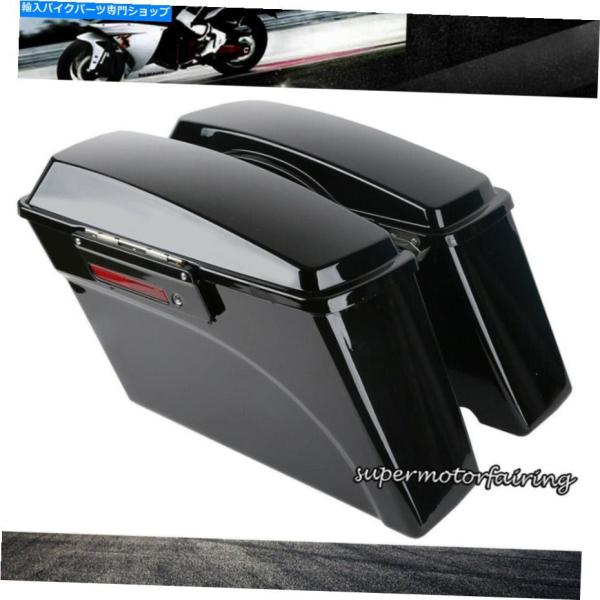 サイドバック ハーレーツーリングロードキング94-13のための黒いハードサドルバッグトランクw /ふ...