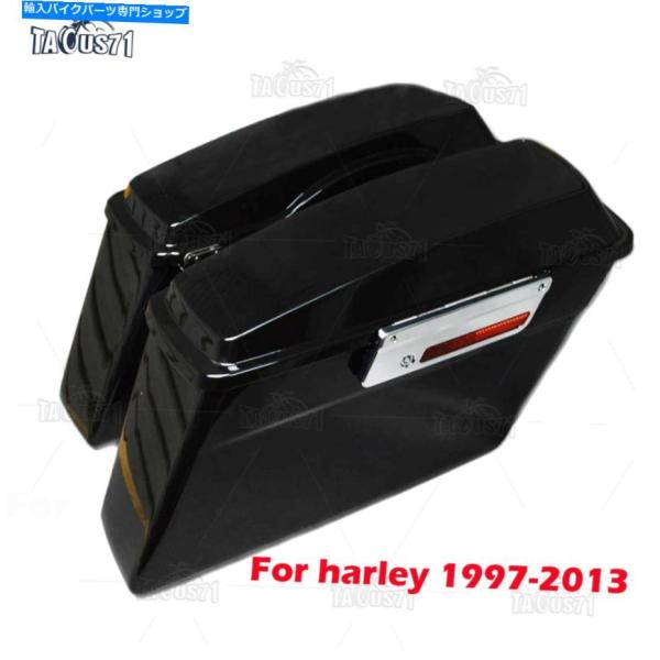 サイドバック ハーリーツーリングロードキング1994-2013のためのハードサドルバッグトランクw ...