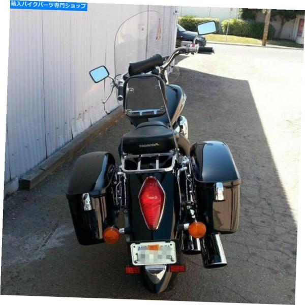 サイドバック ヤマハロードロイヤルvスターロードライナークルーザーLWのための大きい黒のハードサドル...