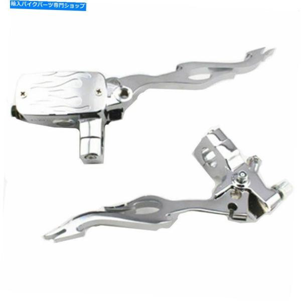 クロームパーツ 2倍ユニバーサルフレームブレーキポンプマスターシリンダー左右ブレーキレバーカフェレー...