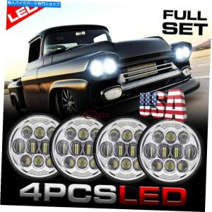 クロームパーツ Chrome 5.75 "5-3 / 4"ラウンドLEDヘッドライトフィットChevy GMC Corvette C1 C2 1963-1982 Chrome 5.75" 5-3/4" Round Led Headligh｜reright-store