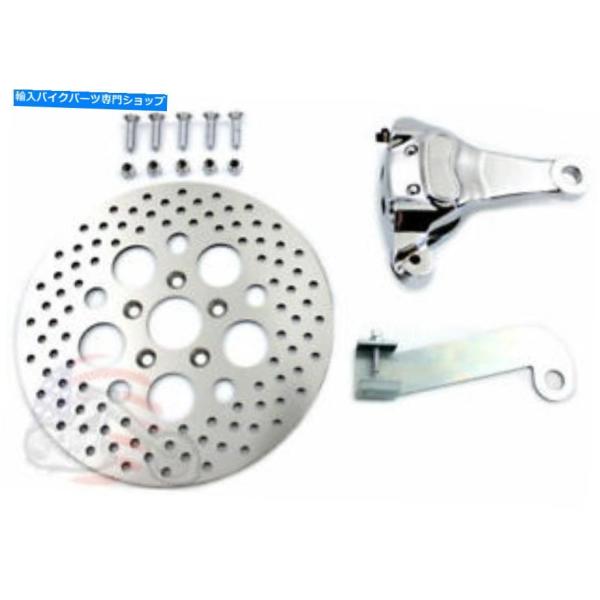クロームパーツ クロームリア4ピストンキャリパー11.5 "ローターキットハーレーアイアンヘッドスポ...