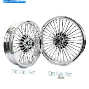 クロームパーツ 21/18ハーレーソフト用ファットスポークフロントリア