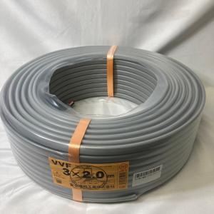 VVFケーブル（平型）2.0mm×3芯 100m グレー（灰色）【VVF2.0×3C