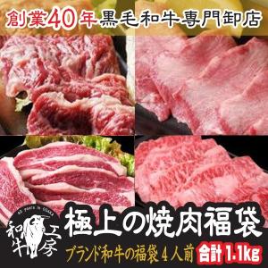 肉 BBQ ギフト セット ブランド和牛 特上焼肉 福袋 4人前 特上ロース 特上カルビ 特上牛タン 特上ハラミ 合計1.1kg 送料無料 ホルモン【ブランド】