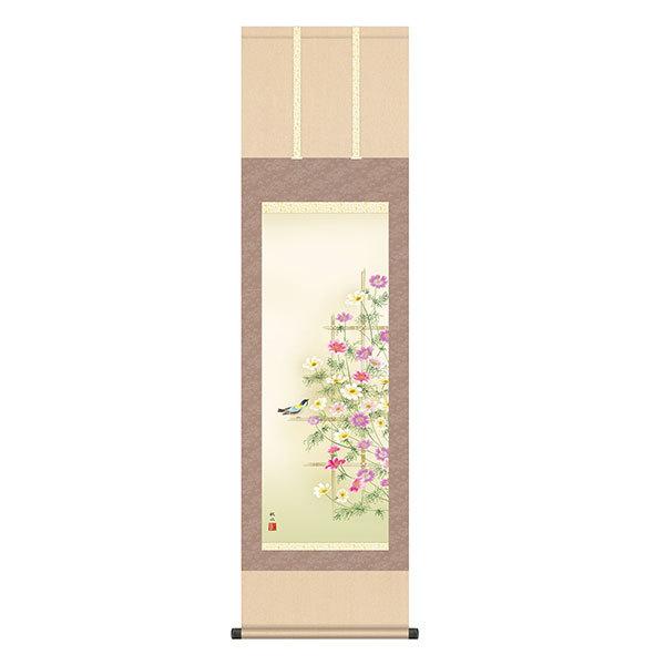 掛軸 床の間 秋掛け 秋桜 浮田秋水 尺三 44.5×164 KZ2MA4-145