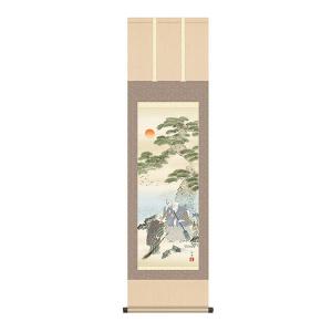 水墨掛け軸 185×53cm『高砂／月峰作』桐箱付き 掛軸 夫婦円満 長寿