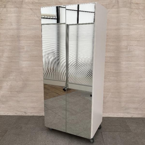 【倉庫取引限定！】訳アリ 中古 クローゼット ホワイト キャスター付き 間仕切り クローゼットハンガ...