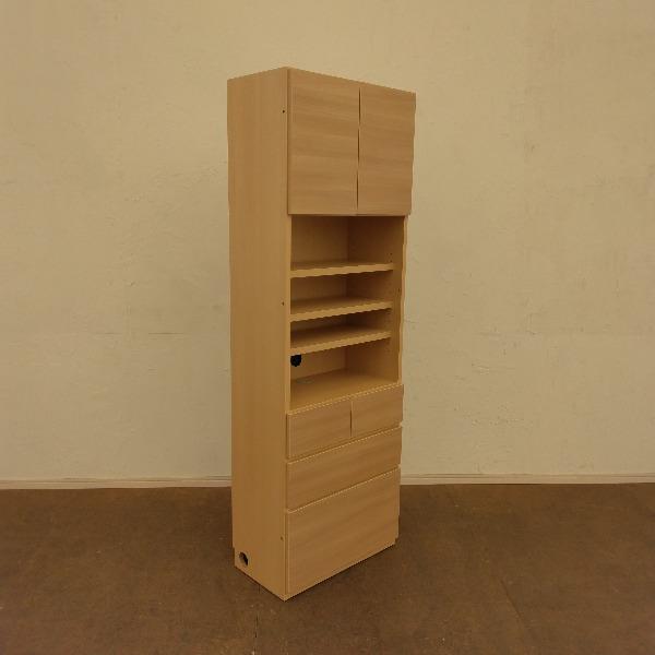 リビング壁面収納 システム収納 ベージュ 奥行34cm！薄型壁面収納 オープン引き出しタイプ