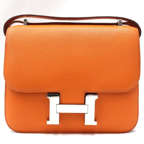 【美品】HERMES／エルメス　コンスタンス3 ミニ ヴェルソ　シェーブル　オレンジ　U刻印　ショル...