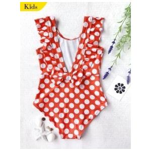 子供 水着 ワンピース 赤 水玉 Dotpanj Tj