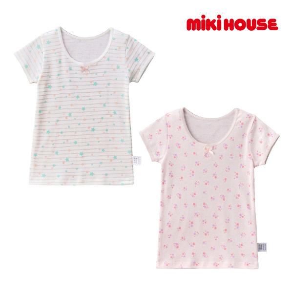 ミキハウス正規販売店/ミキハウス　mikihouse　肌着　星ボーダー＆小花　半袖Ｔシャツセット＜2...