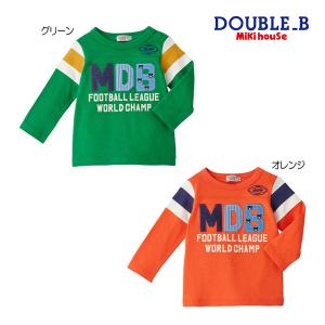 ●50％OFF セール ●ミキハウス　ダブルビーmikihouseフットボール長袖Ｔシャツ(100・110）子ども服　保育園　ロンT　アウトレット