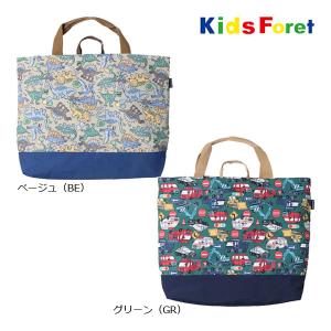 キッズフォーレ　Kids Foret　はたらく車・恐竜　総柄レッスンバッグ　トートバッグ（FREE）｜respect-1