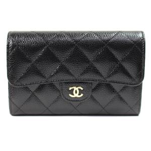 新品 シャネル CHANEL マトラッセ キャビアスキン ココマーク ミディアム　ウォレット　黒 AP0232【中古】6986｜resplendir